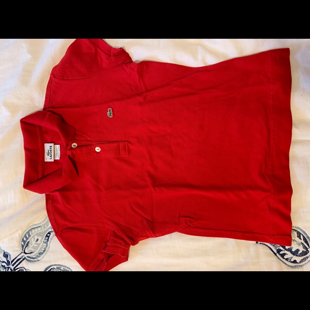 Lacoste red V neck T shirt